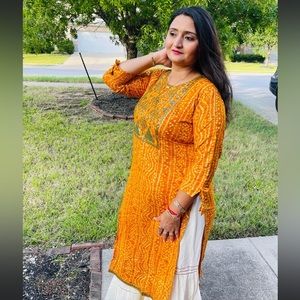 Bandhni orange kurti. Size XL